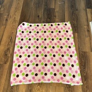 Little Beginnings Pink Polka Dot Baby Blanket Brown Green Soft Security